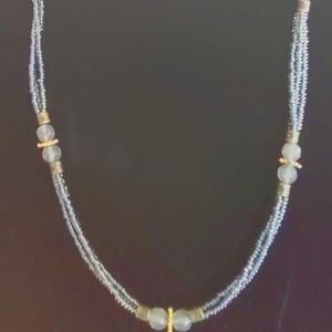 Peacock glass bead agate necklace